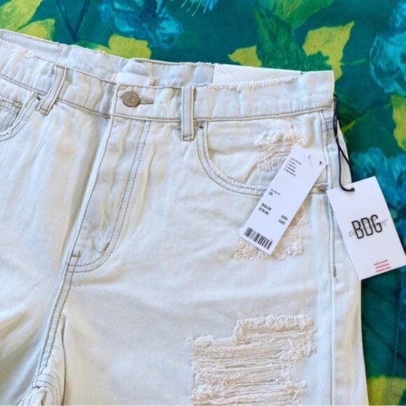Urban Outfitters | BDG Dropped Waist Distressed Destroy Denim Short Light Blue - Picture 9 of 12